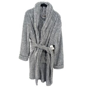 ALLONGÉ Luxury Shearling Robe Womens L XL Gray Plush Cozy Loungewear Soft NWT